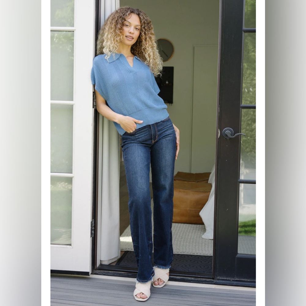 Judy Blue Straight Leg Frayed Raw Edge Jeans 11 / 30